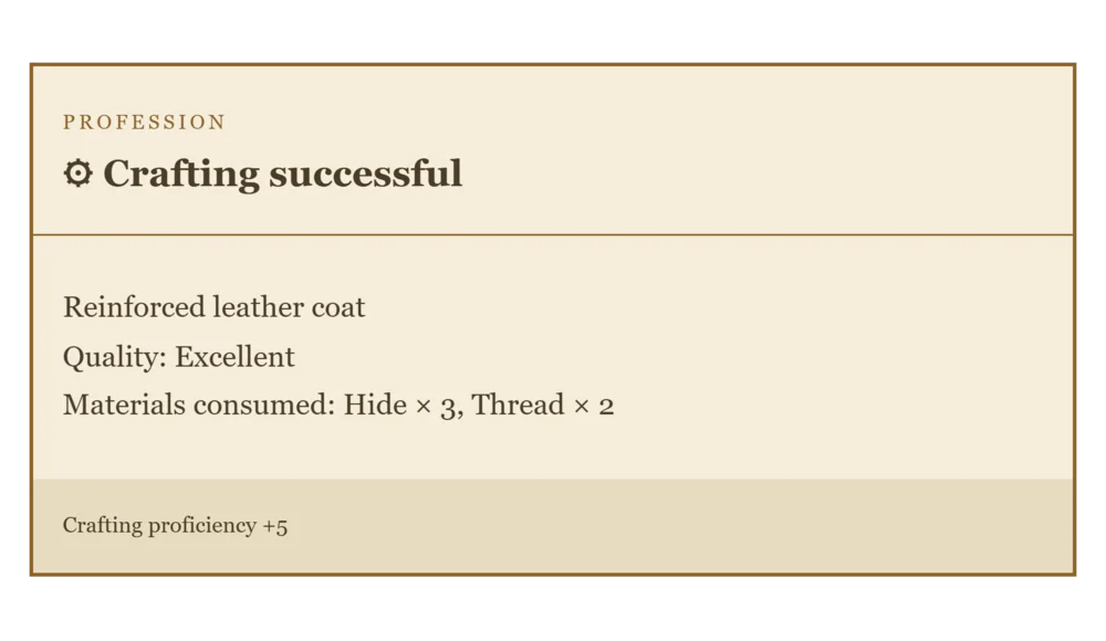 Crafting success component