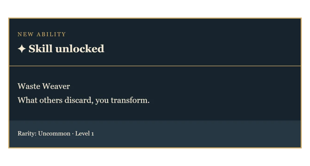 Skill unlocked panel